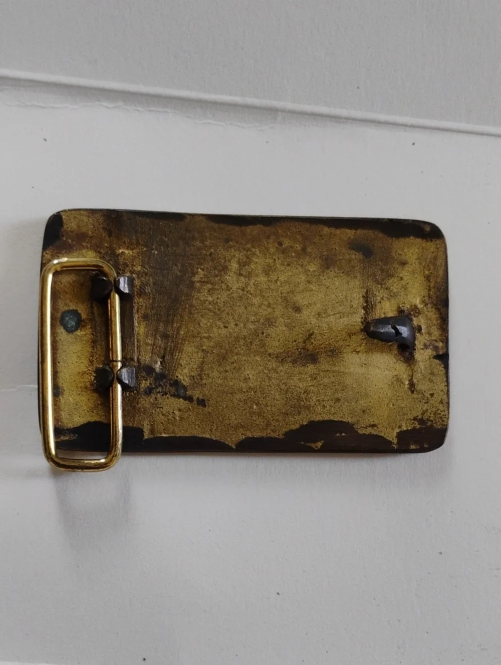 RECTANGULAR BRASS TONED METAL BELT BUCKLE BROY & SON PUMP SERVICE NRMINT COND